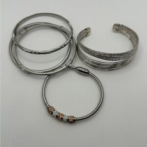 Silver-Tone Bracelet Bundle | Bangles, Cuff & Charm Bracelet (5 pcs)